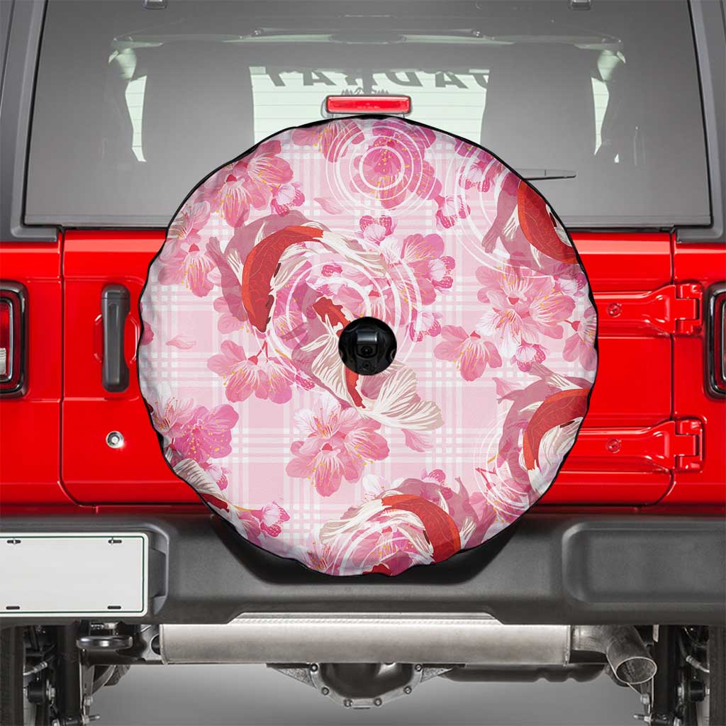 Pink Palaka Hawaii Aloha Spare Tire Cover Koi Pond Mix Sakura - Polynesian Pride