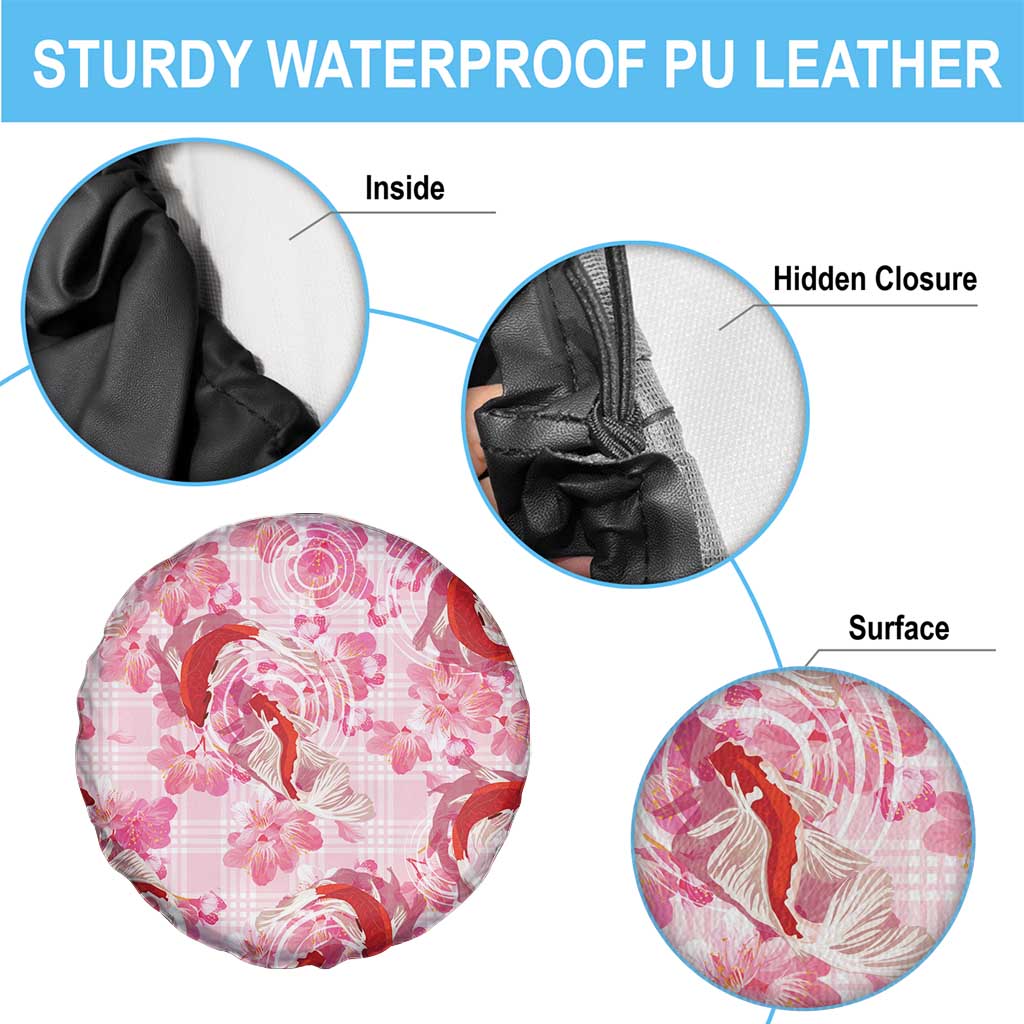 Pink Palaka Hawaii Aloha Spare Tire Cover Koi Pond Mix Sakura - Polynesian Pride