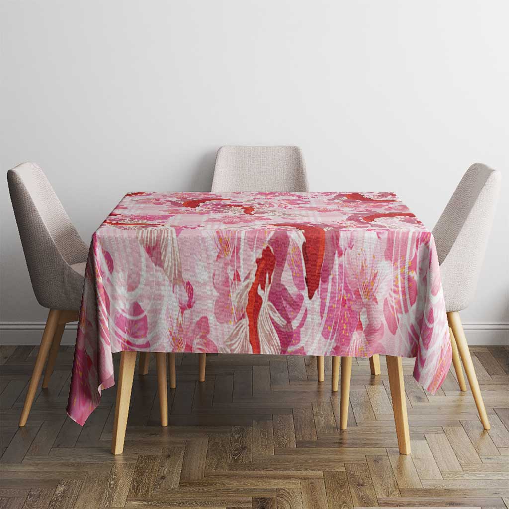Pink Palaka Hawaii Aloha Tablecloth Koi Pond Mix Sakura - Polynesian Pride