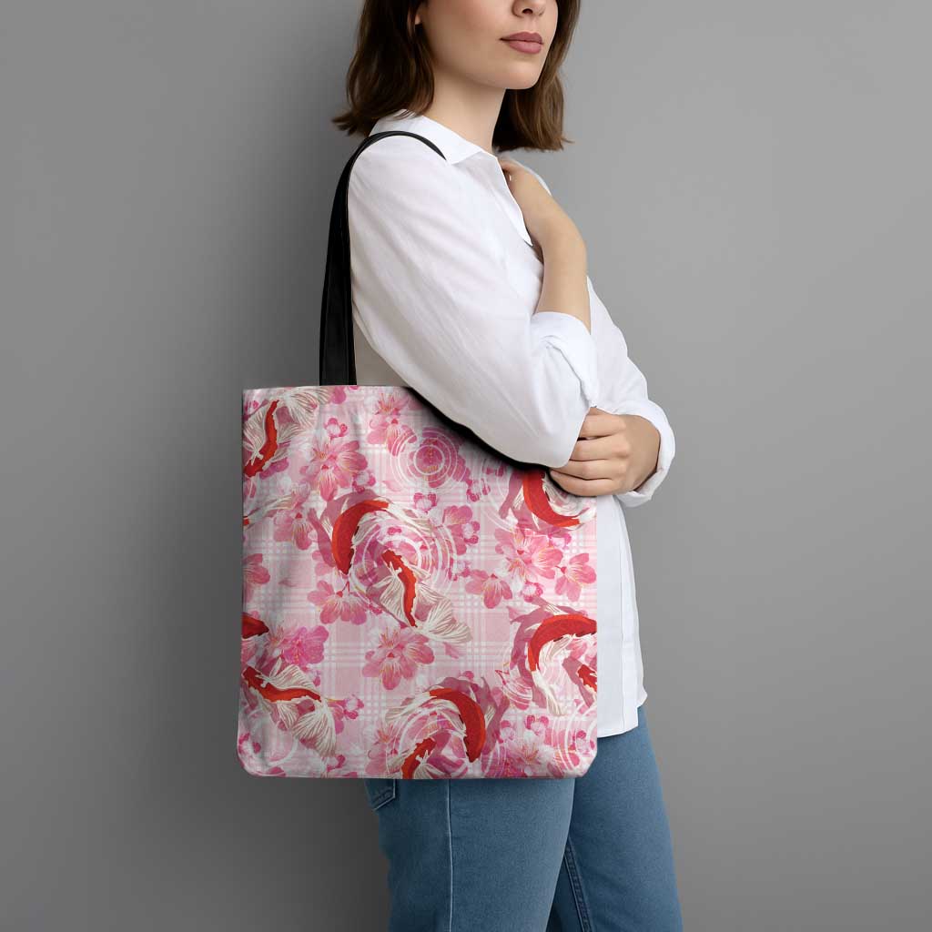 Pink Palaka Hawaii Aloha Tote Bag Koi Pond Mix Sakura - Polynesian Pride