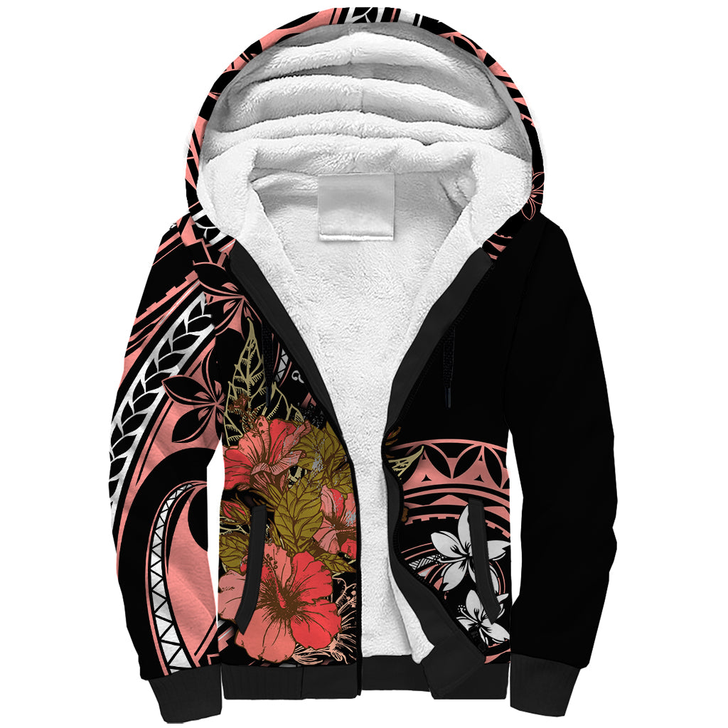 Hawaii Valentine Sherpa Hoodie Plumeria Aloha Wau Ia Oe LT7 Unisex Pink - Polynesian Pride