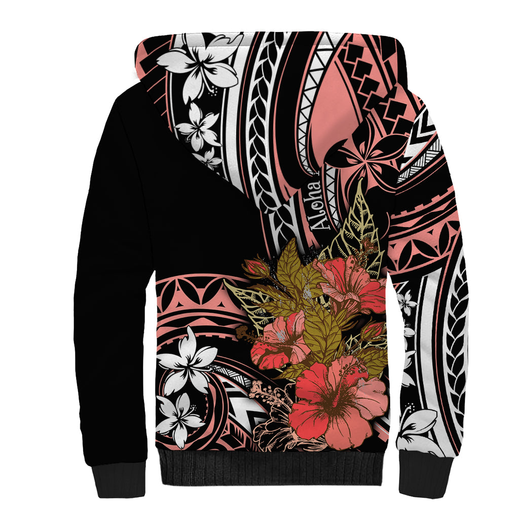 Hawaii Valentine Sherpa Hoodie Plumeria Aloha Wau Ia Oe LT7 - Polynesian Pride
