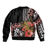 Hawaii Valentine Sleeve Zip Bomber Jacket Plumeria Aloha Wau Ia Oe LT7 - Polynesian Pride