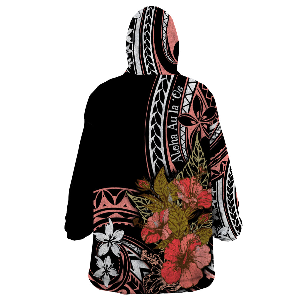 Hawaii Valentine Wearable Blanket Hoodie Plumeria Aloha Wau Ia Oe LT7 - Polynesian Pride