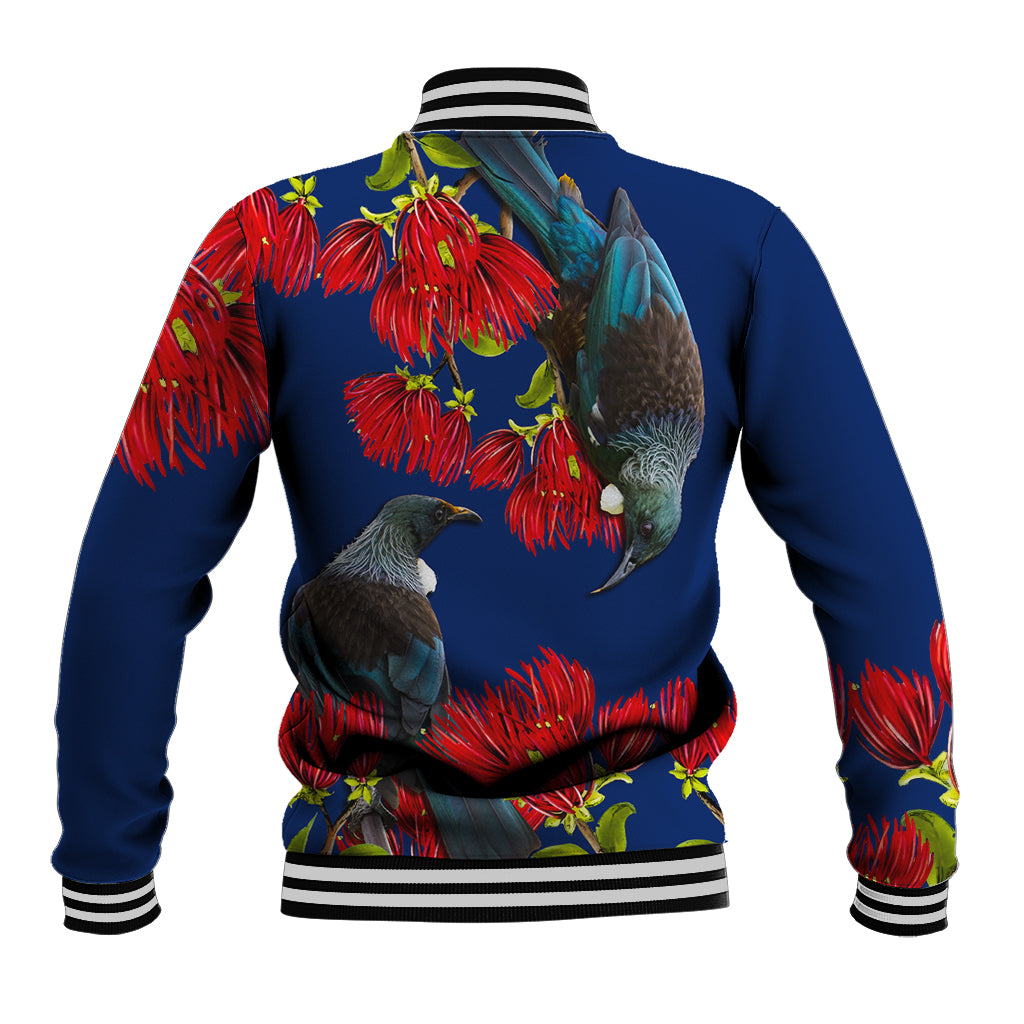 New Zealand Pohutukawa with Tui Birds Baseball Jacket Version 2 LT7 - Polynesian Pride