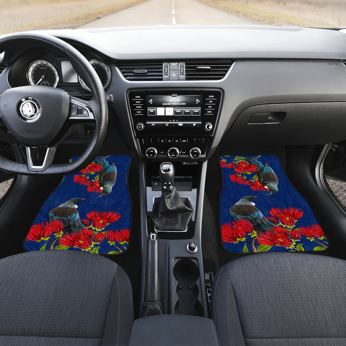 New Zealand Pohutukawa with Tui Birds Car Mats Version 2 LT7 - Polynesian Pride