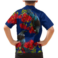 New Zealand Pohutukawa with Tui Birds Family Matching Mermaid Dress and Hawaiian Shirt Version 2 LT7 - Polynesian Pride