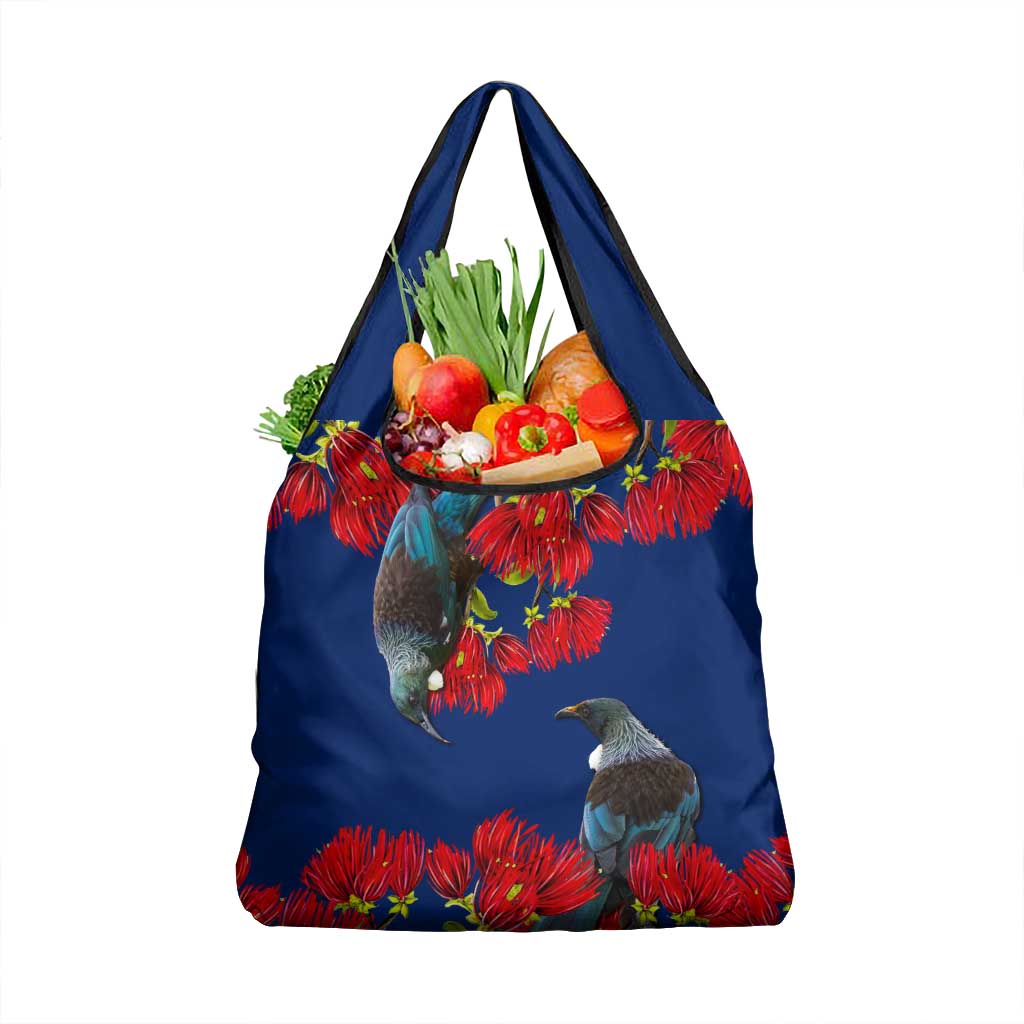 New Zealand Pohutukawa with Tui Birds Grocery Bag Version 2