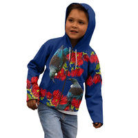 New Zealand Pohutukawa with Tui Birds Kid Hoodie Version 2 LT7 - Polynesian Pride