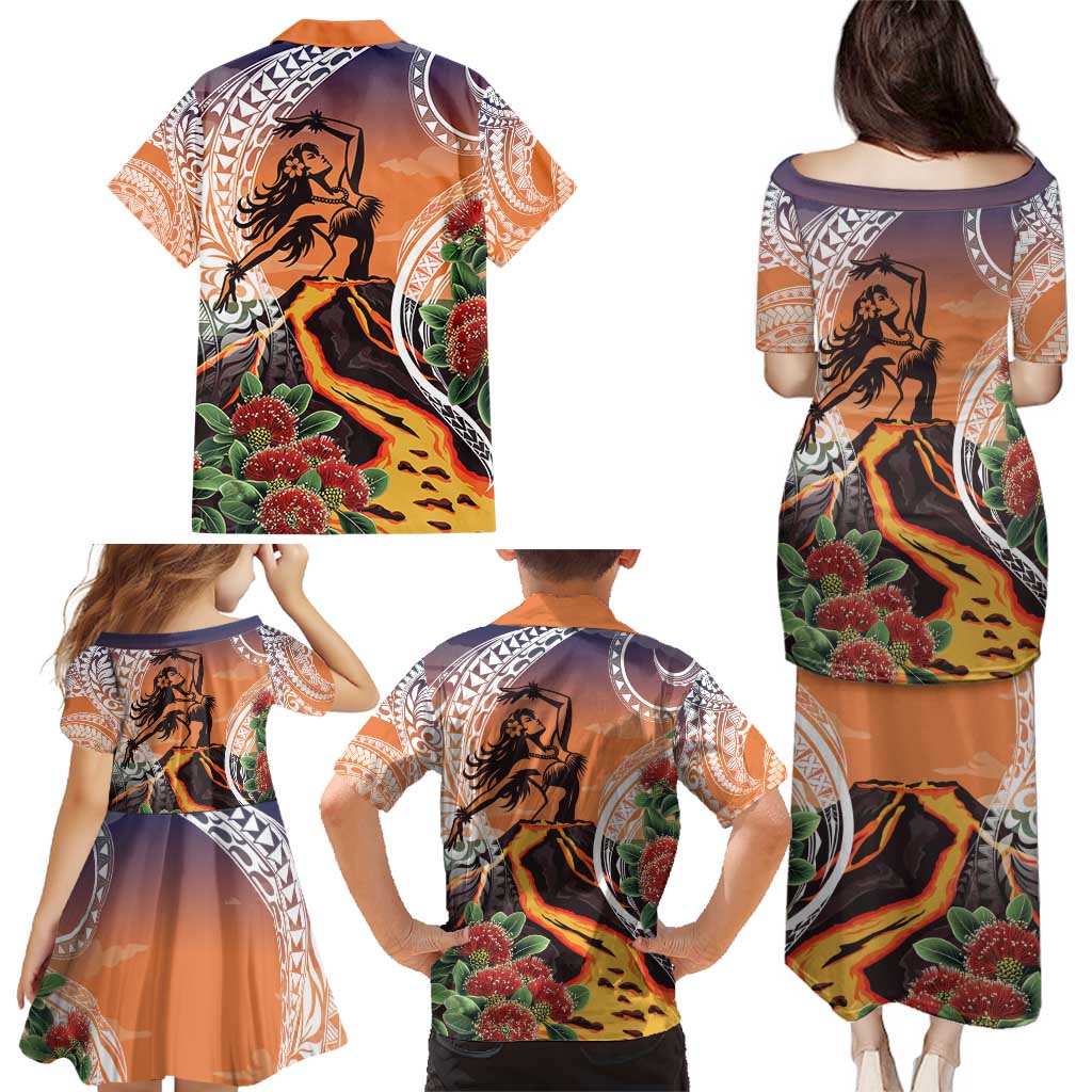 Hawaii Women's Day Tribal Family Matching Puletasi and Hawaiian Shirt Pele Honua Mea