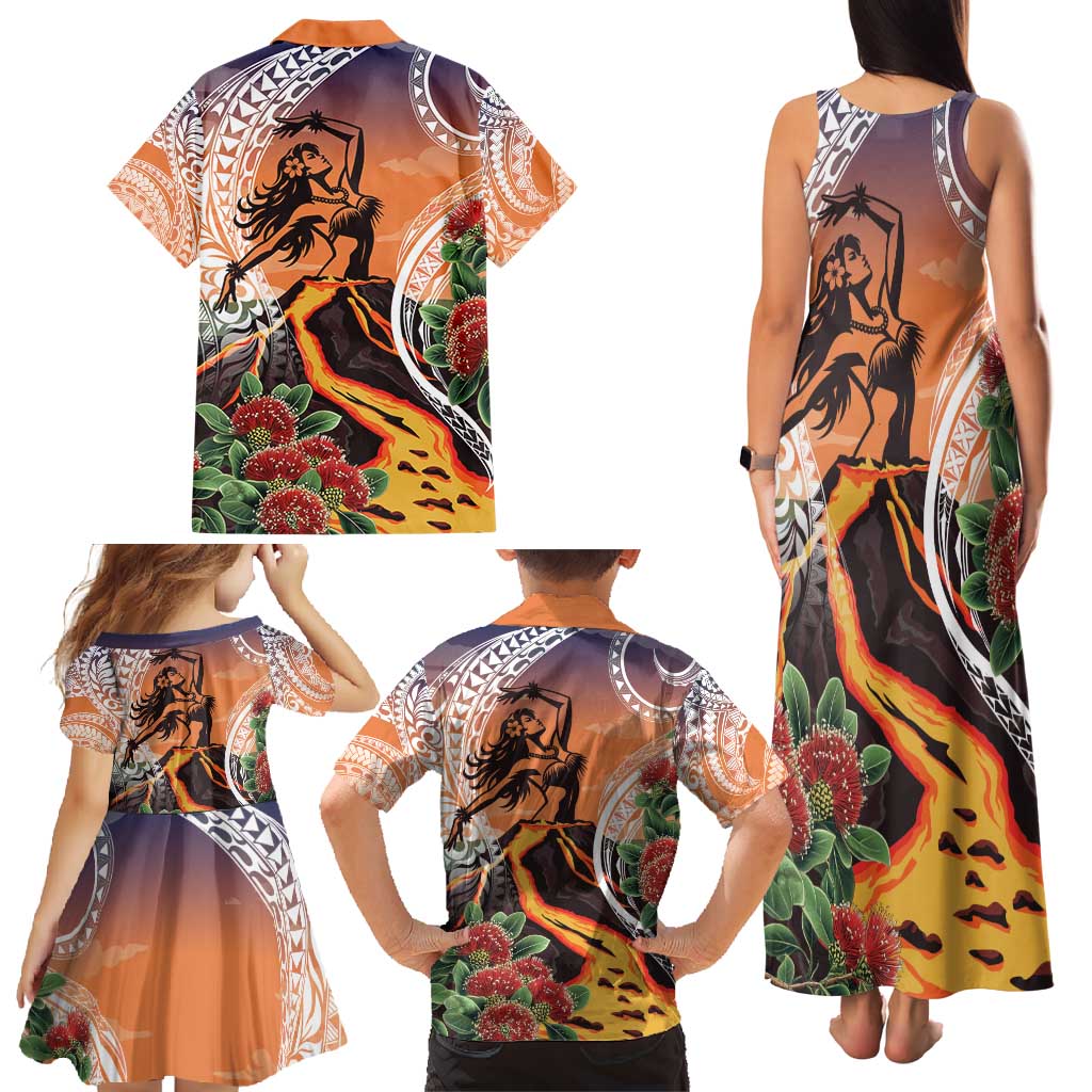 Hawaii Women's Day Tribal Family Matching Tank Maxi Dress and Hawaiian Shirt Pele Honua Mea