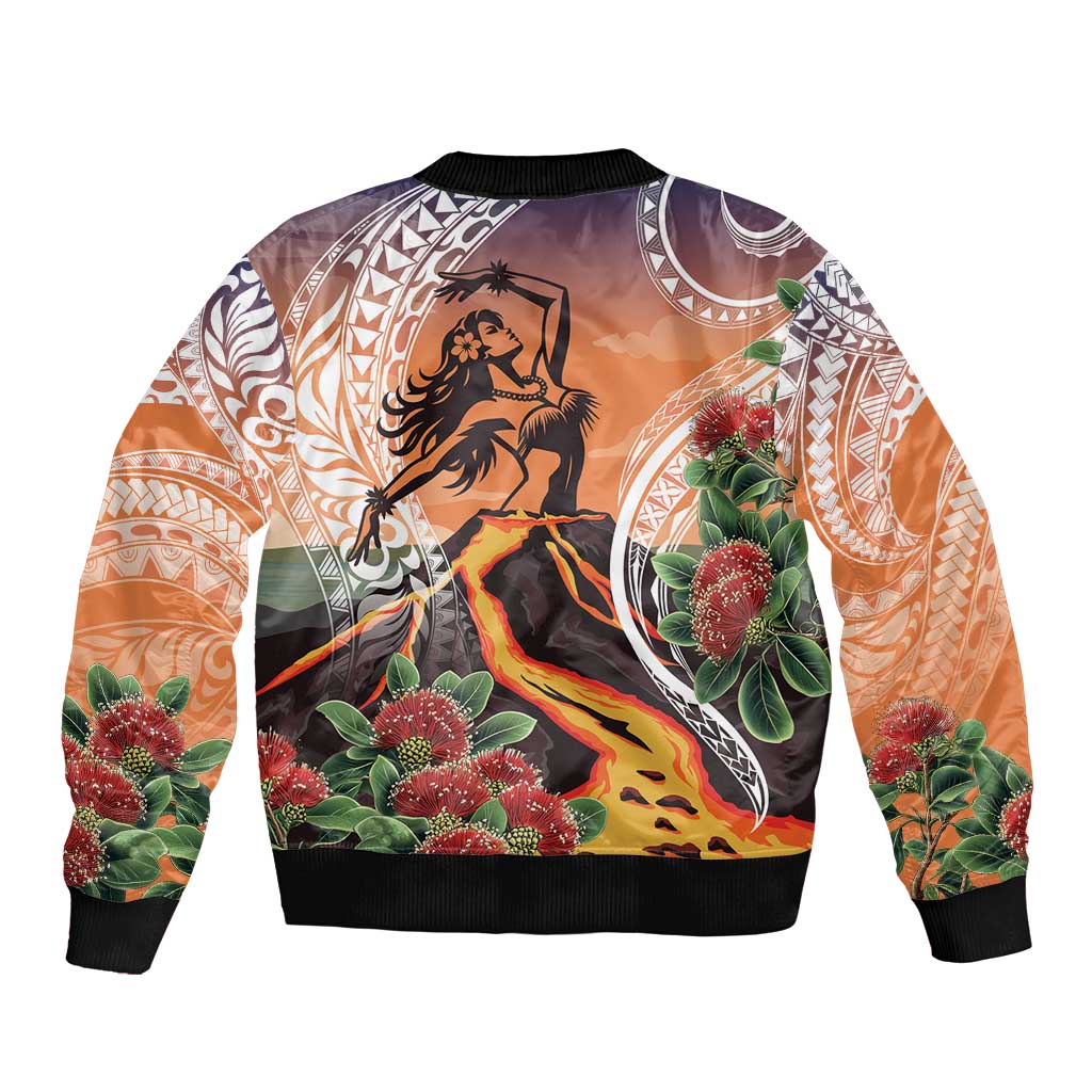 Hawaii Women's Day Tribal Sleeve Zip Bomber Jacket Pele Honua Mea