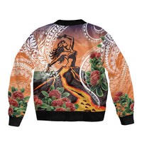 Hawaii Women's Day Tribal Sleeve Zip Bomber Jacket Pele Honua Mea