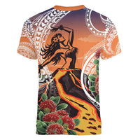 Hawaii Women's Day Tribal Women V-Neck T-Shirt Pele Honua Mea LT7 - Polynesian Pride