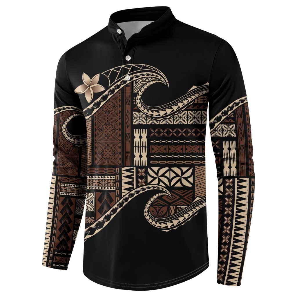 Samoa Siapo Mamanu Button Sweatshirt Waves Motifs