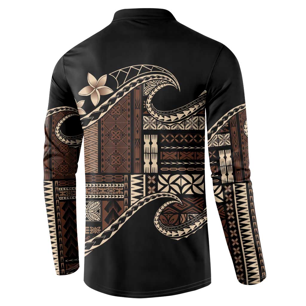Samoa Siapo Mamanu Button Sweatshirt Waves Motifs