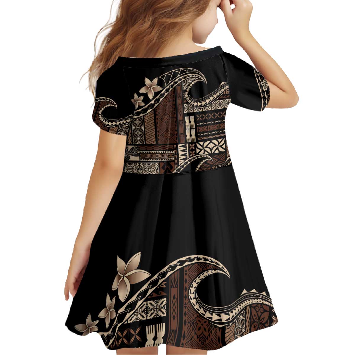 Samoa Siapo Mamanu Family Matching Off The Shoulder Long Sleeve Dress and Hawaiian Shirt Waves Motifs
