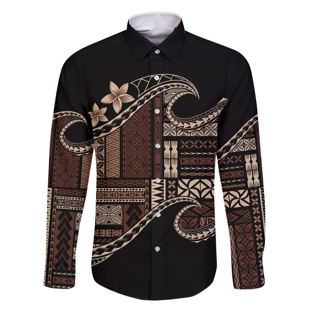 Samoa Siapo Mamanu Family Matching Off Shoulder Short Dress and Hawaiian Shirt Waves Motifs