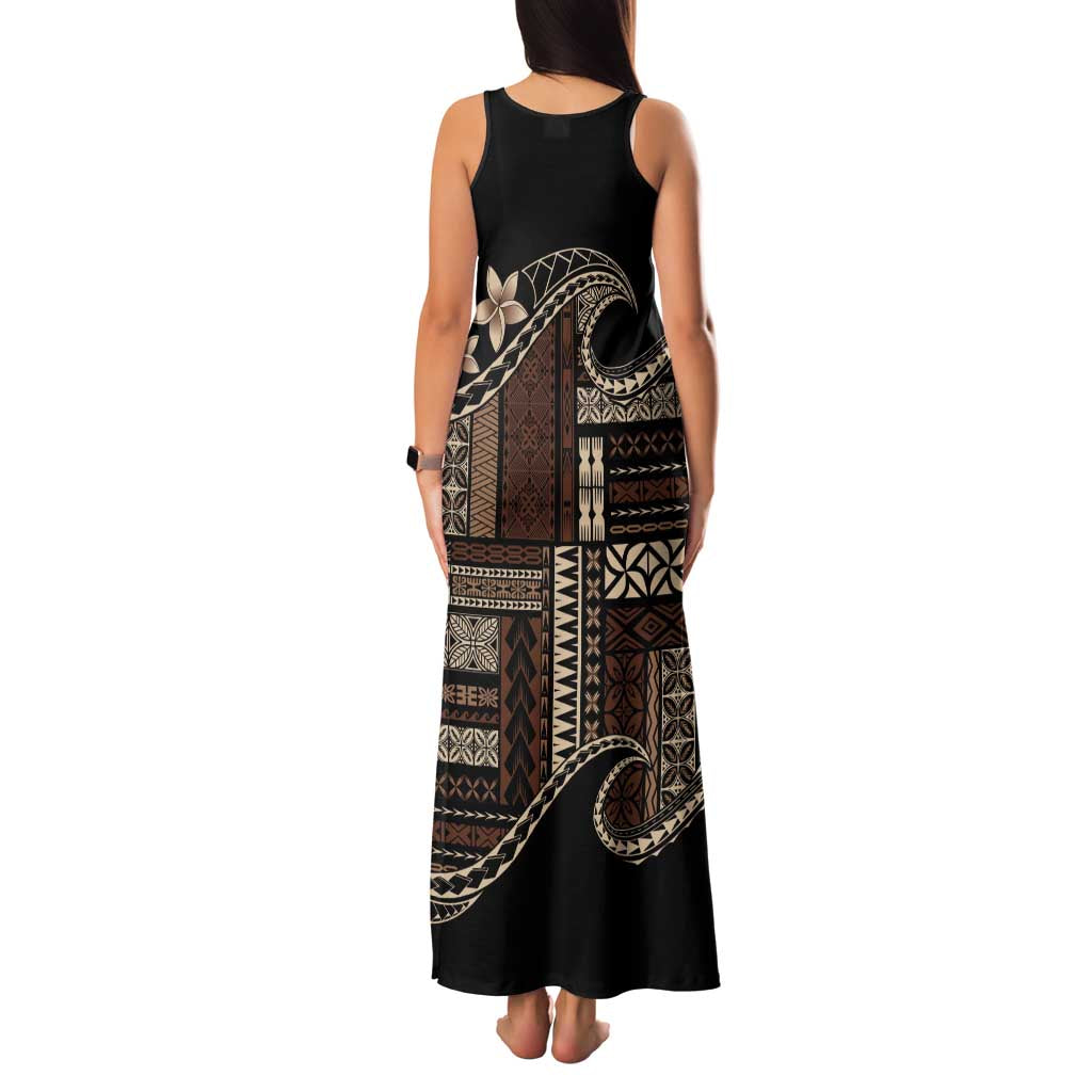 Samoa Siapo Mamanu Family Matching Tank Maxi Dress and Hawaiian Shirt Waves Motifs