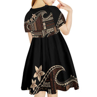 Samoa Siapo Mamanu Kid Short Sleeve Dress Waves Motifs