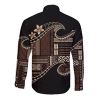 Samoa Siapo Mamanu Long Sleeve Button Shirt Waves Motifs
