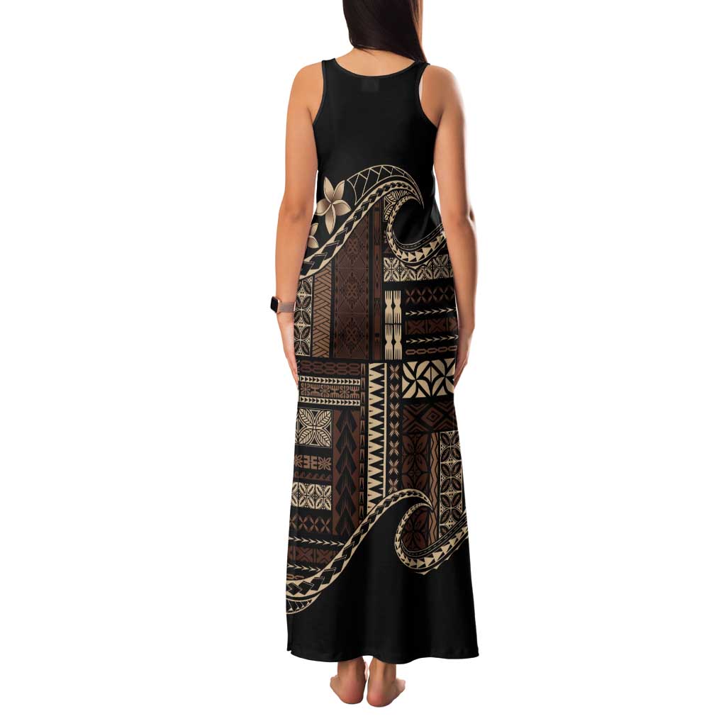 Samoa Siapo Mamanu Tank Maxi Dress Waves Motifs