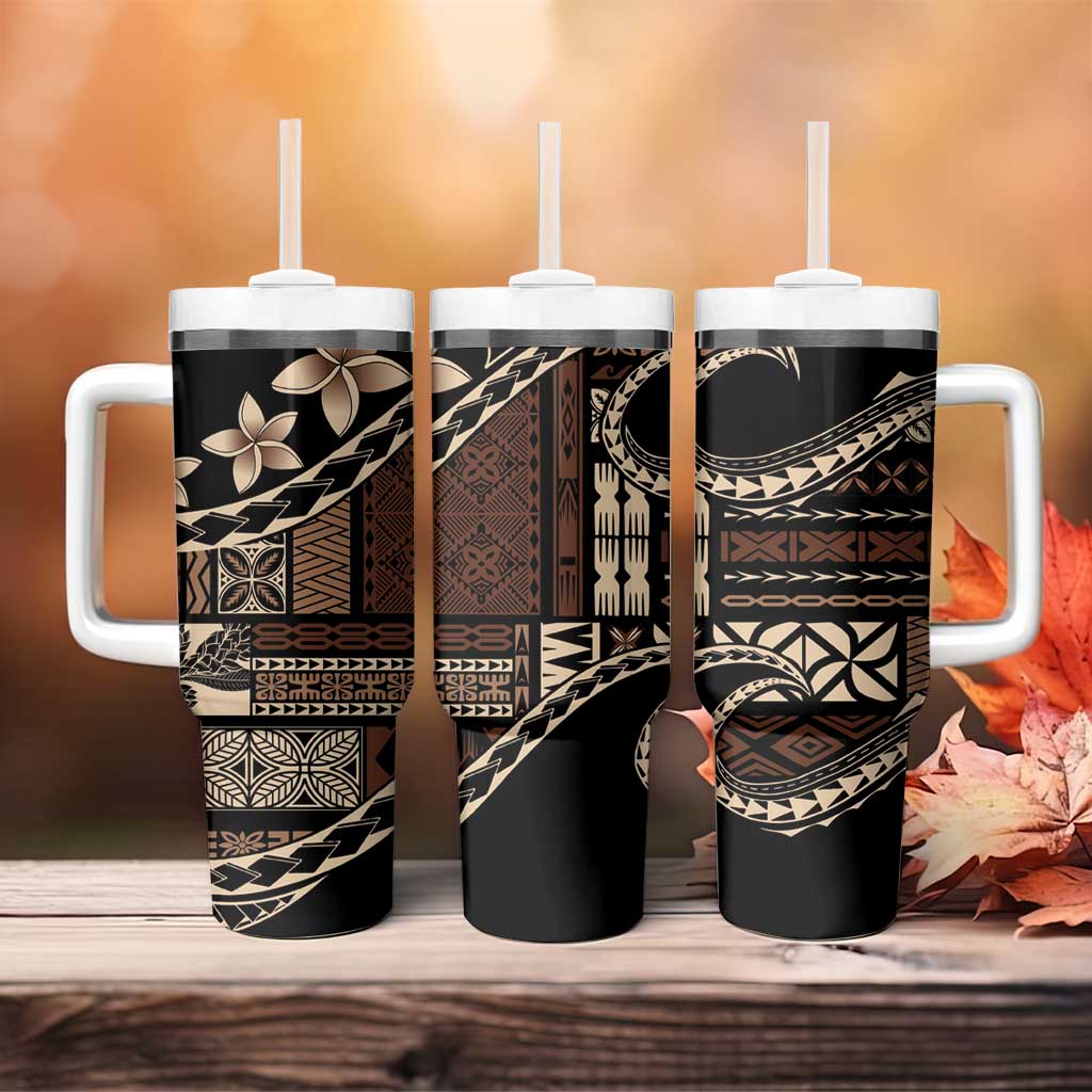 Samoa Siapo Mamanu Tumbler With Handle Waves Motifs