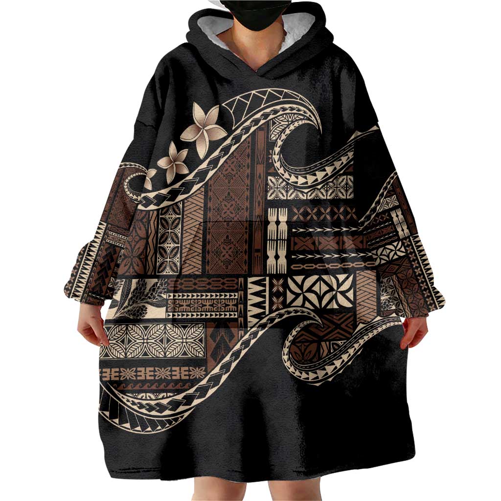 Samoa Siapo Mamanu Wearable Blanket Hoodie Waves Motifs