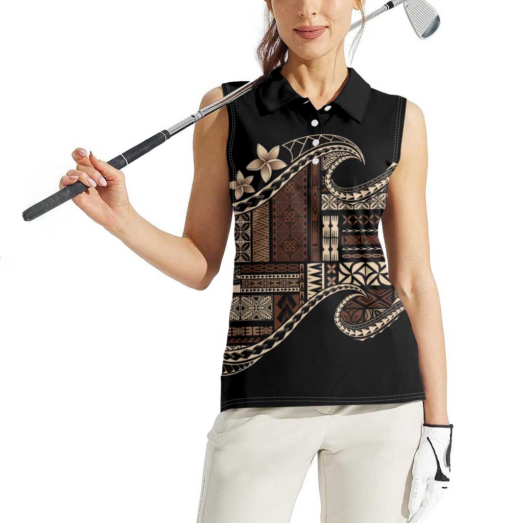Samoa Siapo Mamanu Women Sleeveless Polo Shirt Waves Motifs