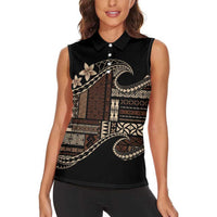 Samoa Siapo Mamanu Women Sleeveless Polo Shirt Waves Motifs