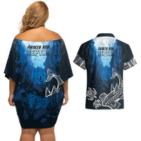World Ocean Day Pasifika Couples Matching Off Shoulder Short Dress and Hawaiian Shirt Awaken New Depths