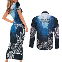 World Ocean Day Pasifika Couples Matching Short Sleeve Bodycon Dress and Long Sleeve Button Shirt Awaken New Depths