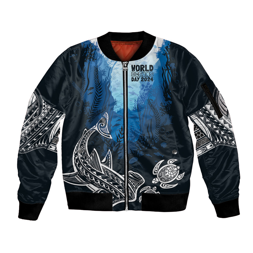 World Ocean Day Pasifika Sleeve Zip Bomber Jacket Awaken New Depths
