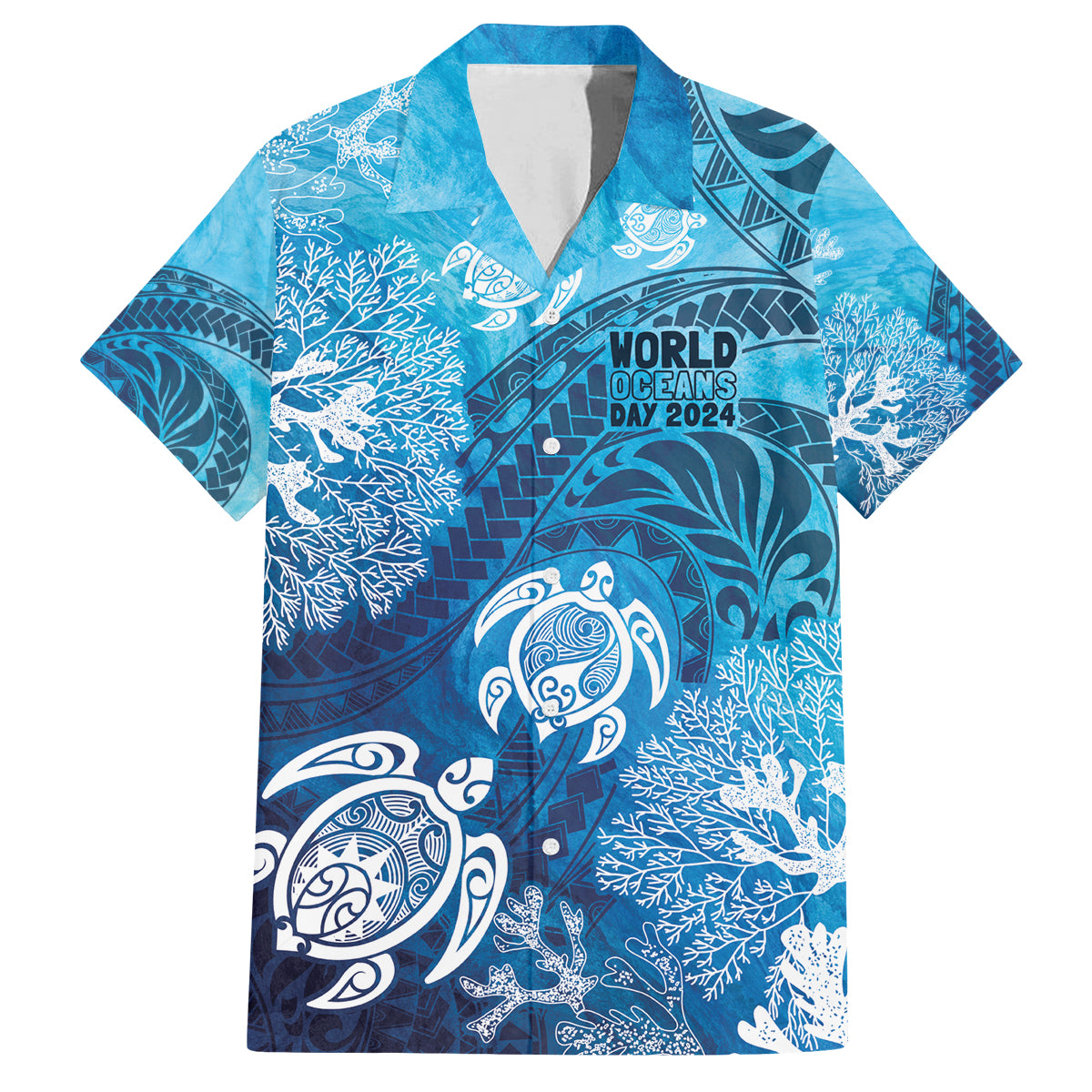 Hawaii World Ocean Day Family Matching Off The Shoulder Long Sleeve Dress and Hawaiian Shirt Kakau Turtles
