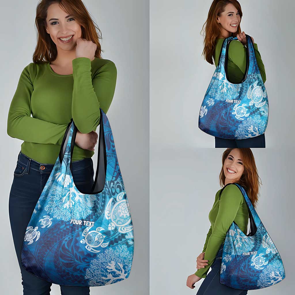 Hawaii World Ocean Day Grocery Bag Kakau Turtles