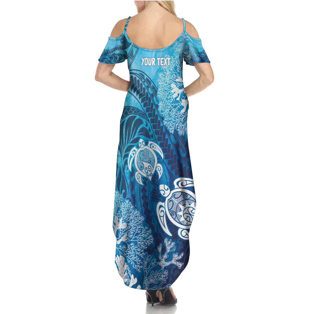 Hawaii World Ocean Day Summer Maxi Dress Kakau Turtles