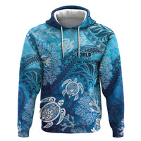 Hawaii World Ocean Day Zip Hoodie Kakau Turtles
