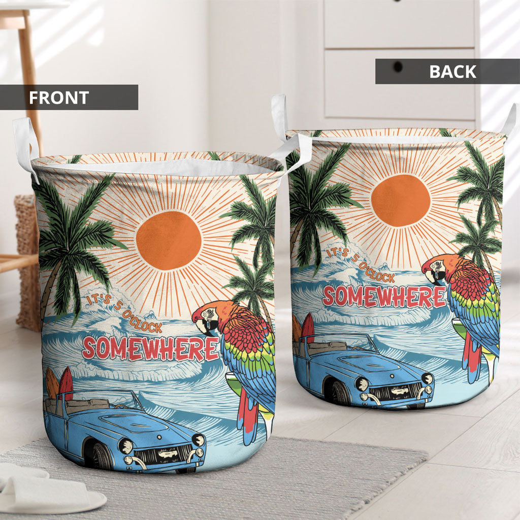 Summer Holiday It's 5 o'clock Somewhere Vintage Hawaii Laundry Basket LT7 - Polynesian Pride