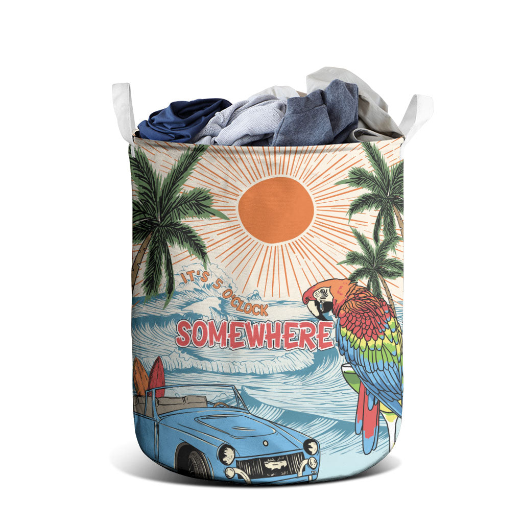 Summer Holiday It's 5 o'clock Somewhere Vintage Hawaii Laundry Basket LT7 - Polynesian Pride