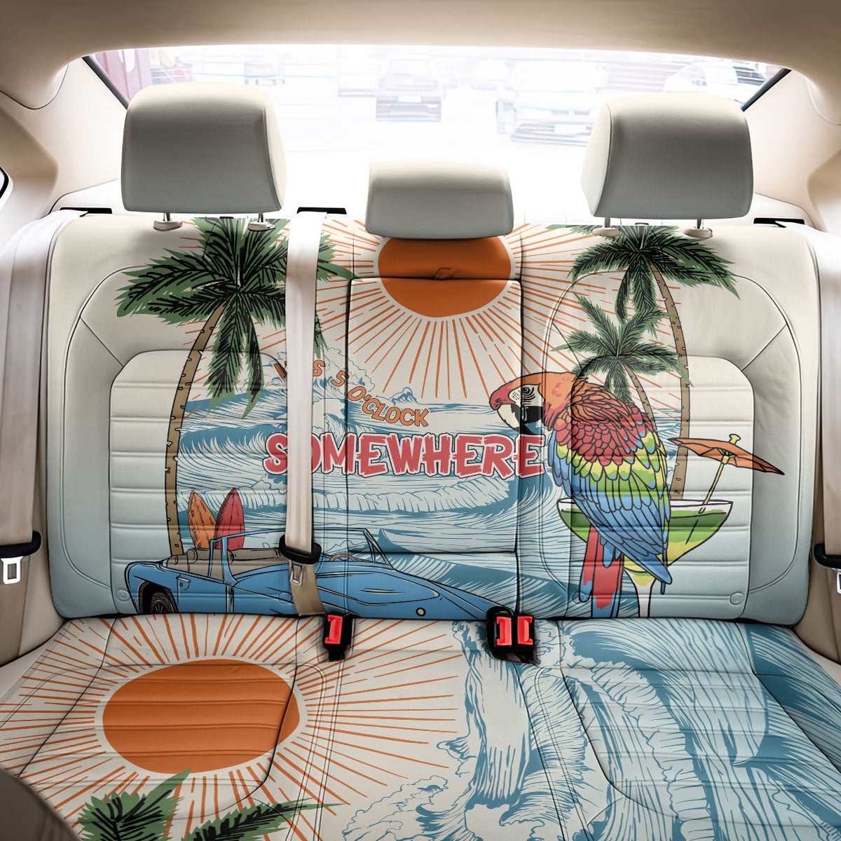 Summer Holiday It's 5 o'clock Somewhere Vintage Hawaii Back Car Seat Cover LT7 - Polynesian Pride