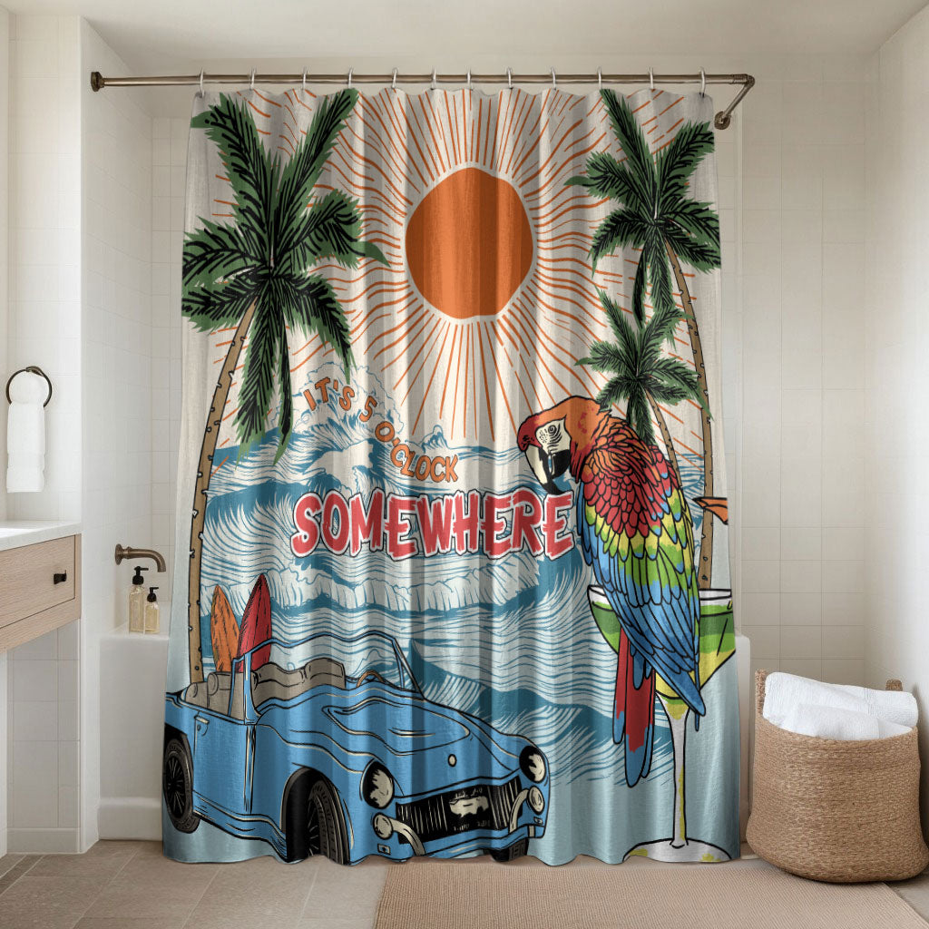 Summer Holiday It's 5 o'clock Somewhere Vintage Hawaii Bathroom Set LT7 Shower Curtain Only Colorful - Polynesian Pride