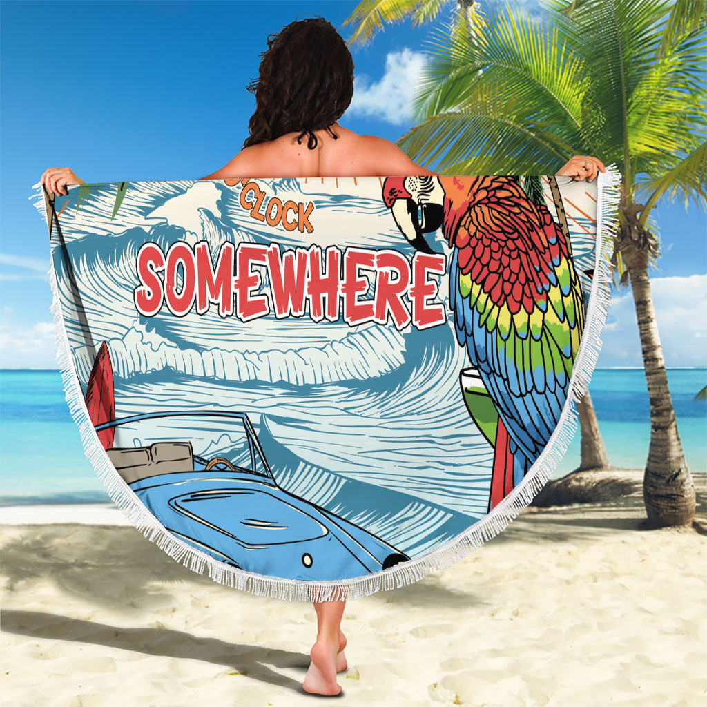 Summer Holiday It's 5 o'clock Somewhere Vintage Hawaii Beach Blanket LT7 - Polynesian Pride