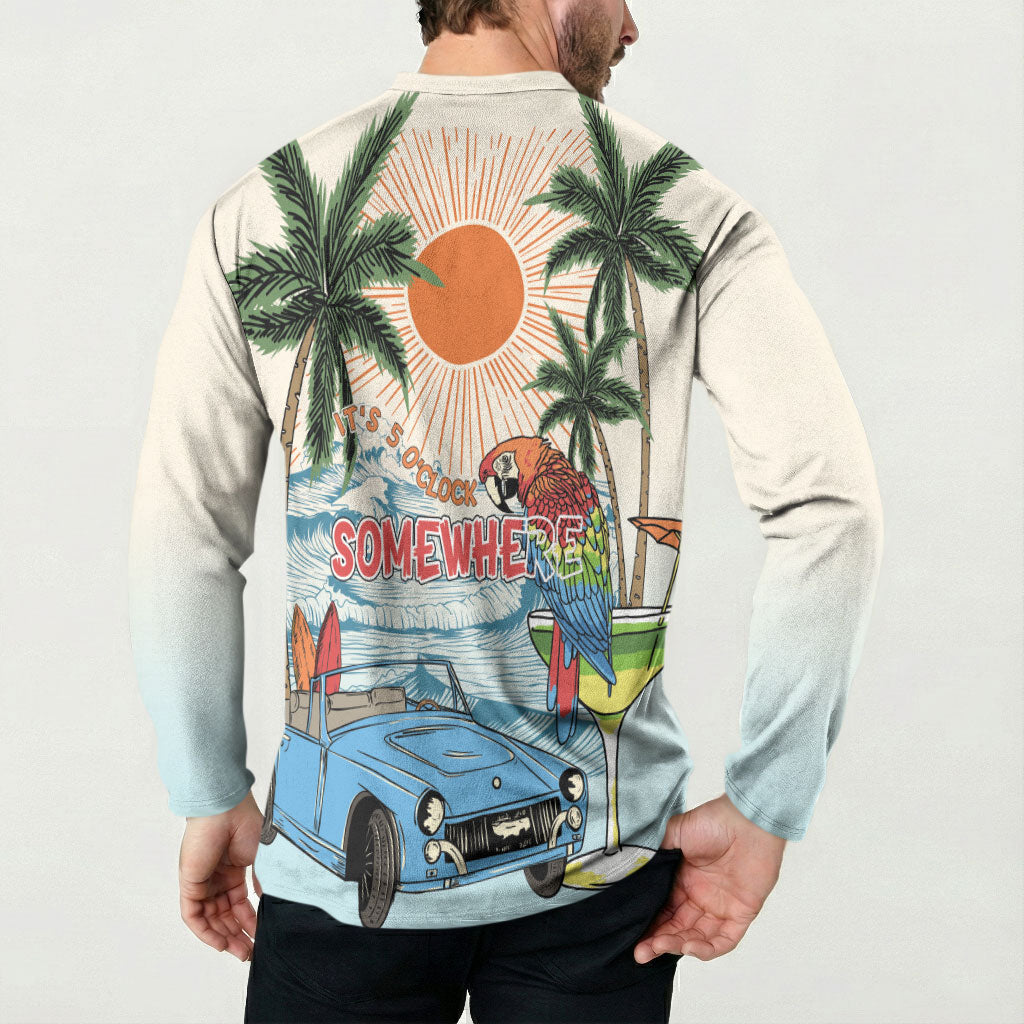 Summer Holiday It's 5 o'clock Somewhere Vintage Hawaii Button Sweatshirt LT7 - Polynesian Pride