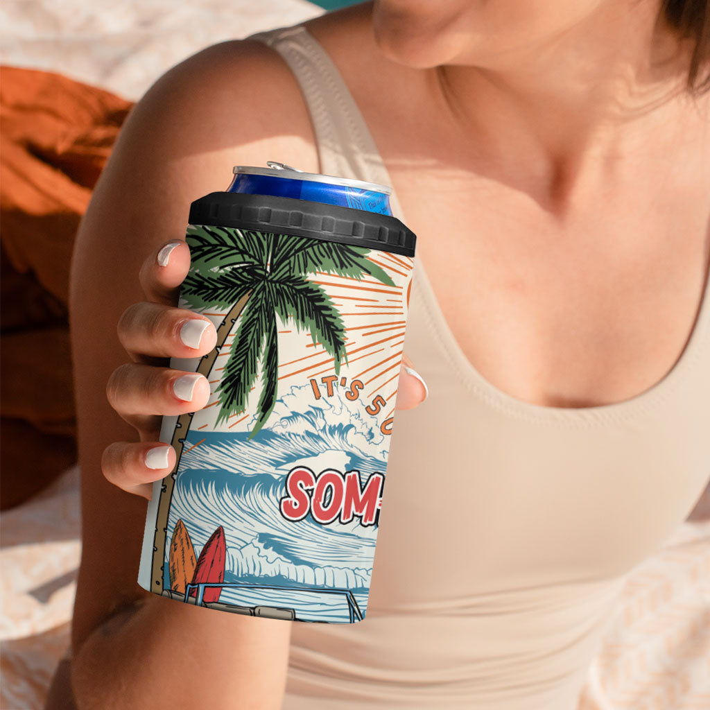 Summer Holiday It's 5 o'clock Somewhere Vintage Hawaii 4 in 1 Can Cooler Tumbler LT7 - Polynesian Pride