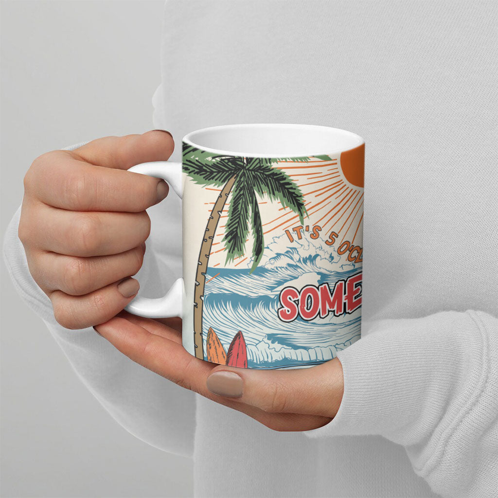 Summer Holiday It's 5 o'clock Somewhere Vintage Hawaii Ceramic Mug LT7 - Polynesian Pride