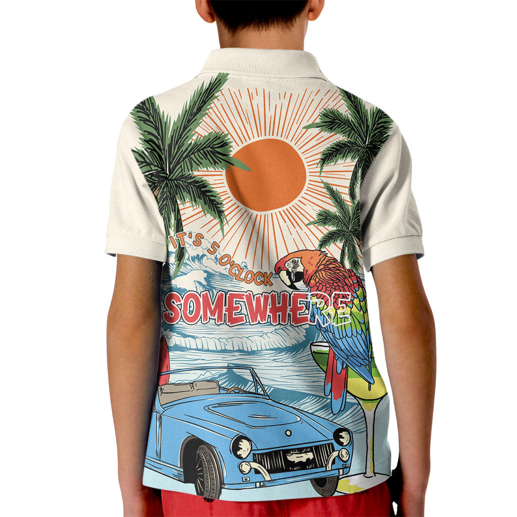 Summer Holiday It's 5 o'clock Somewhere Vintage Hawaii Kid Polo Shirt LT7 - Polynesian Pride