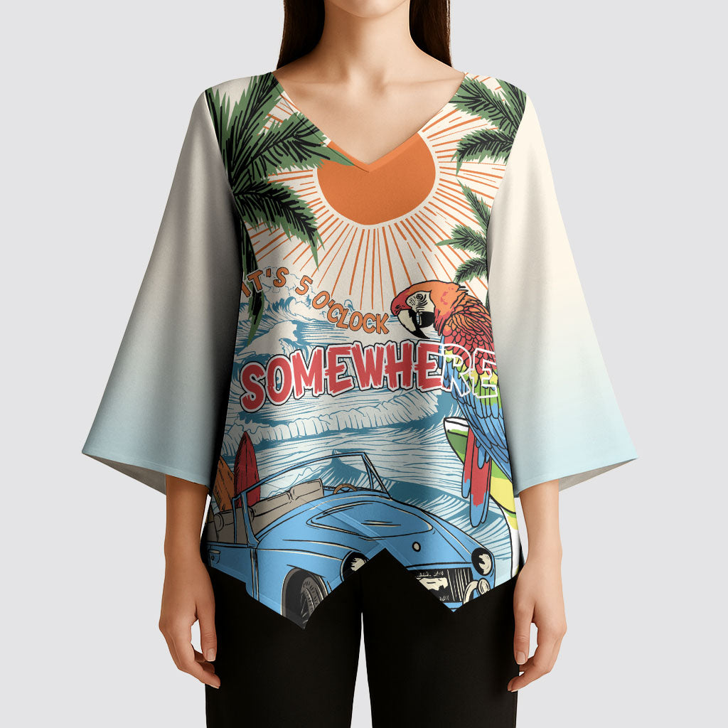 Summer Holiday It's 5 o'clock Somewhere Vintage Hawaii Kimono Sleeve Blouse LT7 - Polynesian Pride