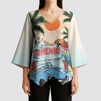 Summer Holiday It's 5 o'clock Somewhere Vintage Hawaii Kimono Sleeve Blouse LT7 - Polynesian Pride