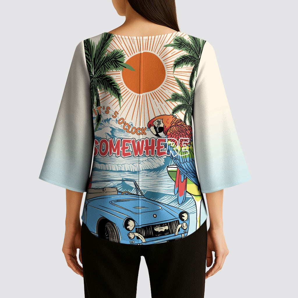 Summer Holiday It's 5 o'clock Somewhere Vintage Hawaii Kimono Sleeve Blouse LT7 - Polynesian Pride