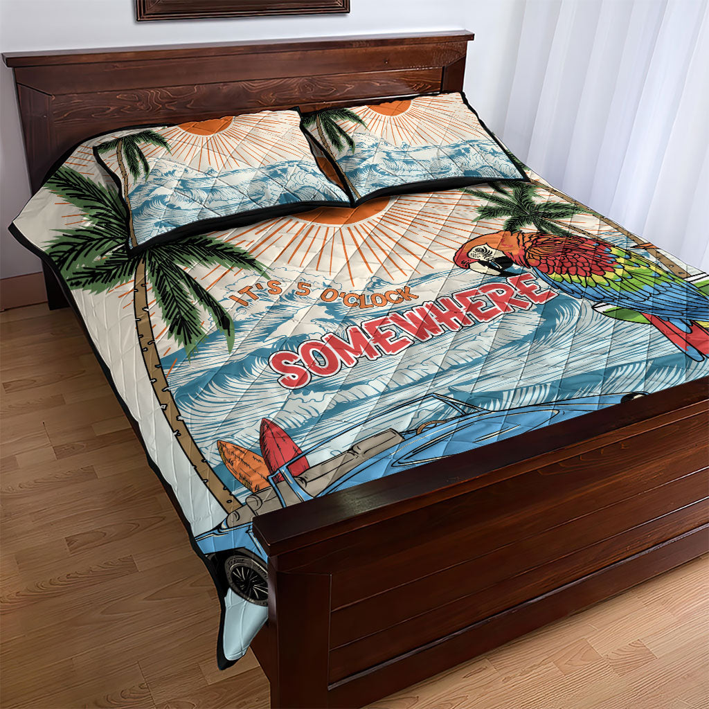 Summer Holiday It's 5 o'clock Somewhere Vintage Hawaii Quilt Bed Set LT7 - Polynesian Pride